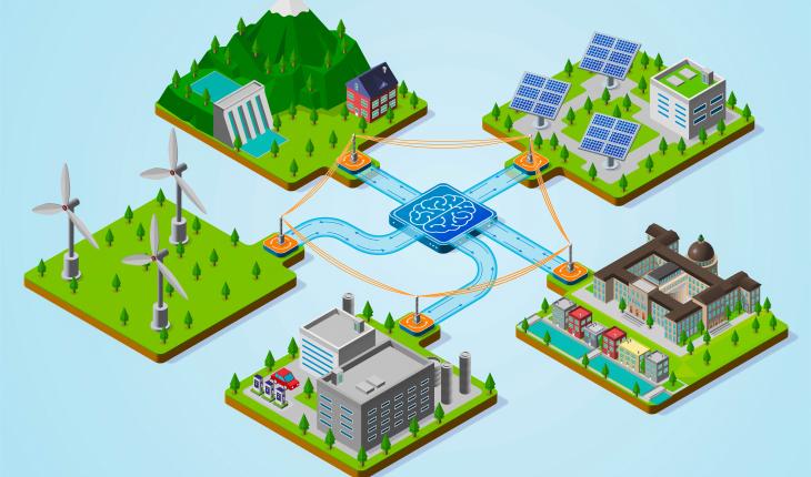 Schematic of power grid optimization